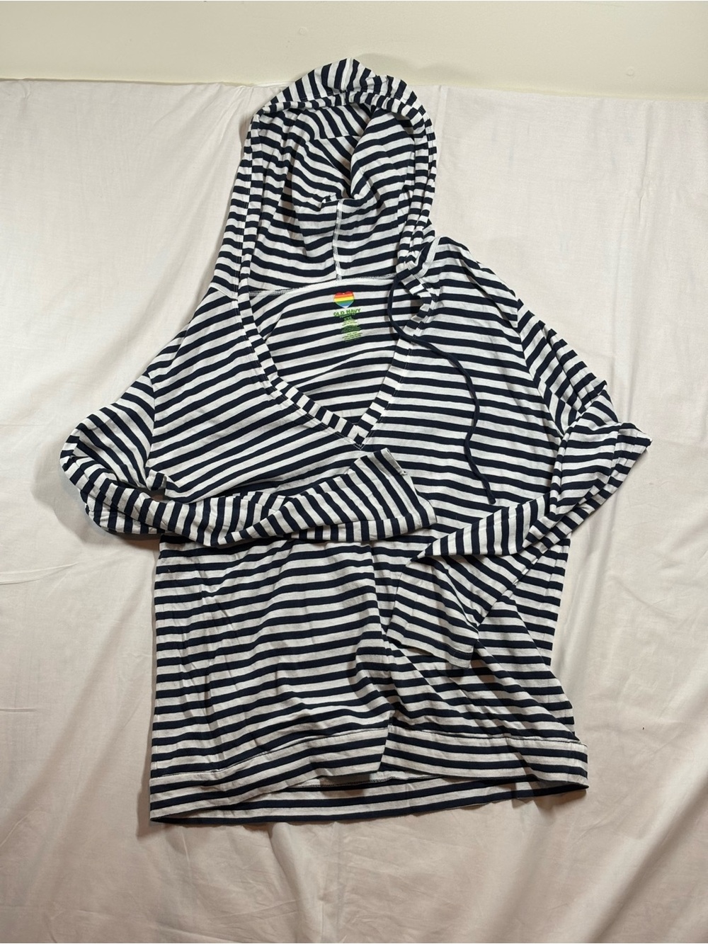 Old Navy Perfect Fit XXL Navy White Striped Cotton Pullover Hoodie Women’s